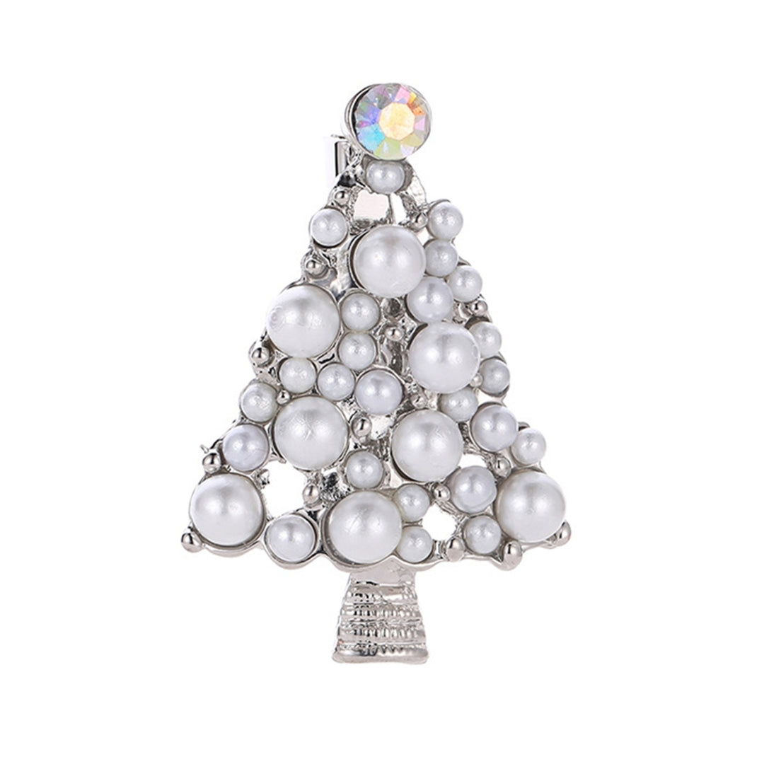 Brooch Pin Christmas Tree Shape Faux Pearls Jewelry Exquisite All Match Brooch Clothes Decor Image 10