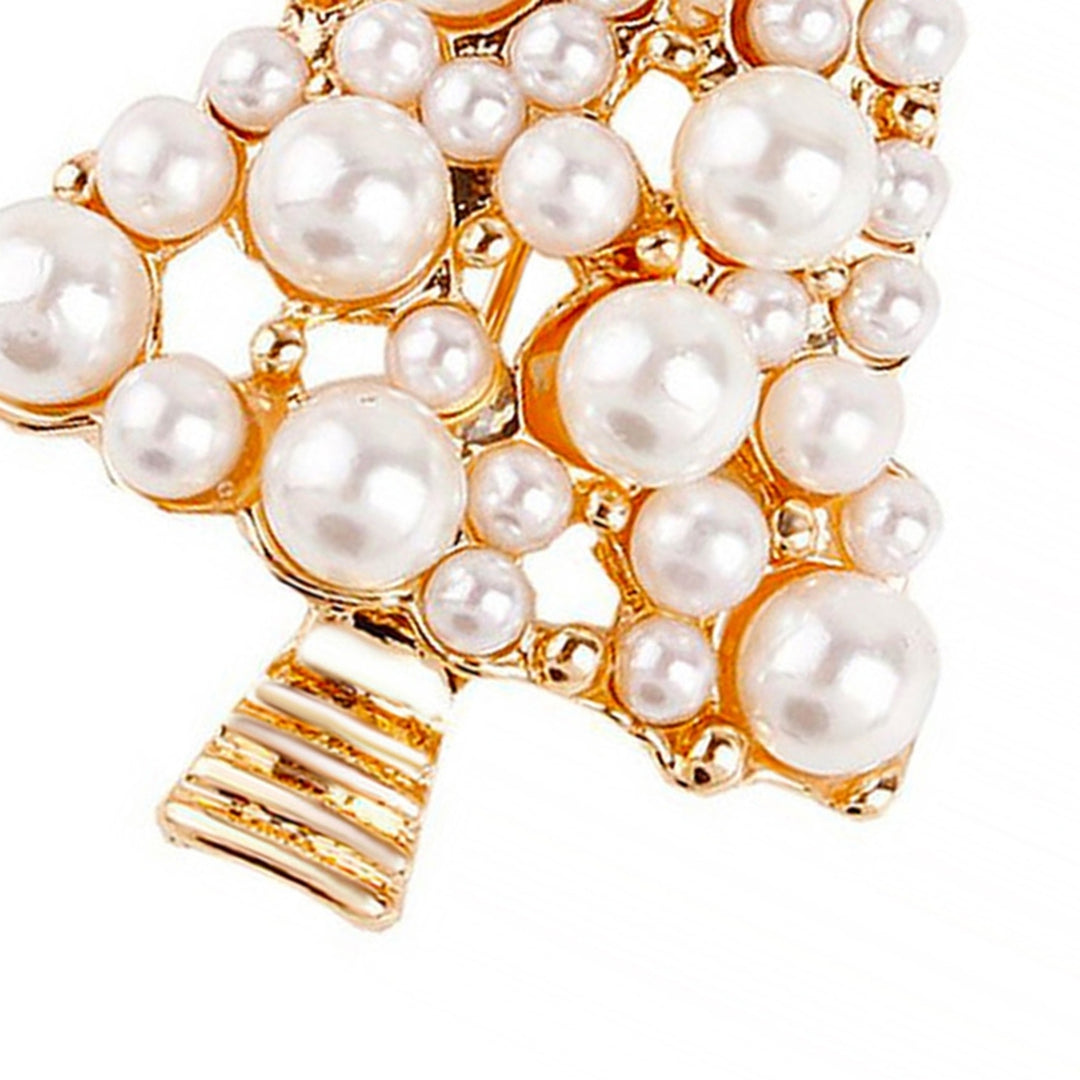 Brooch Pin Christmas Tree Shape Faux Pearls Jewelry Exquisite All Match Brooch Clothes Decor Image 12