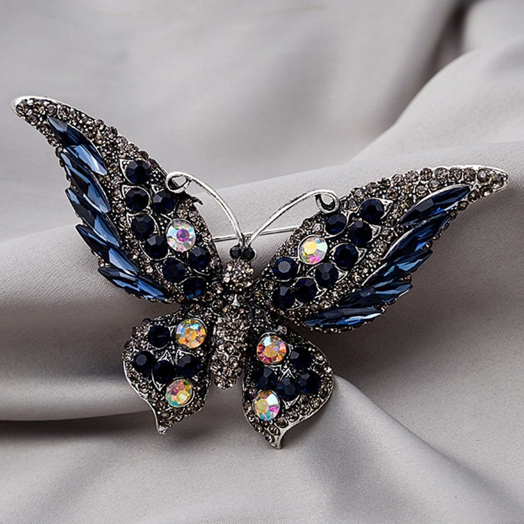 Butterflies Shape Vivid Lapel Pin Alloy Rhinestone Shiny Badge Brooch Pin Scarf Clip Image 1