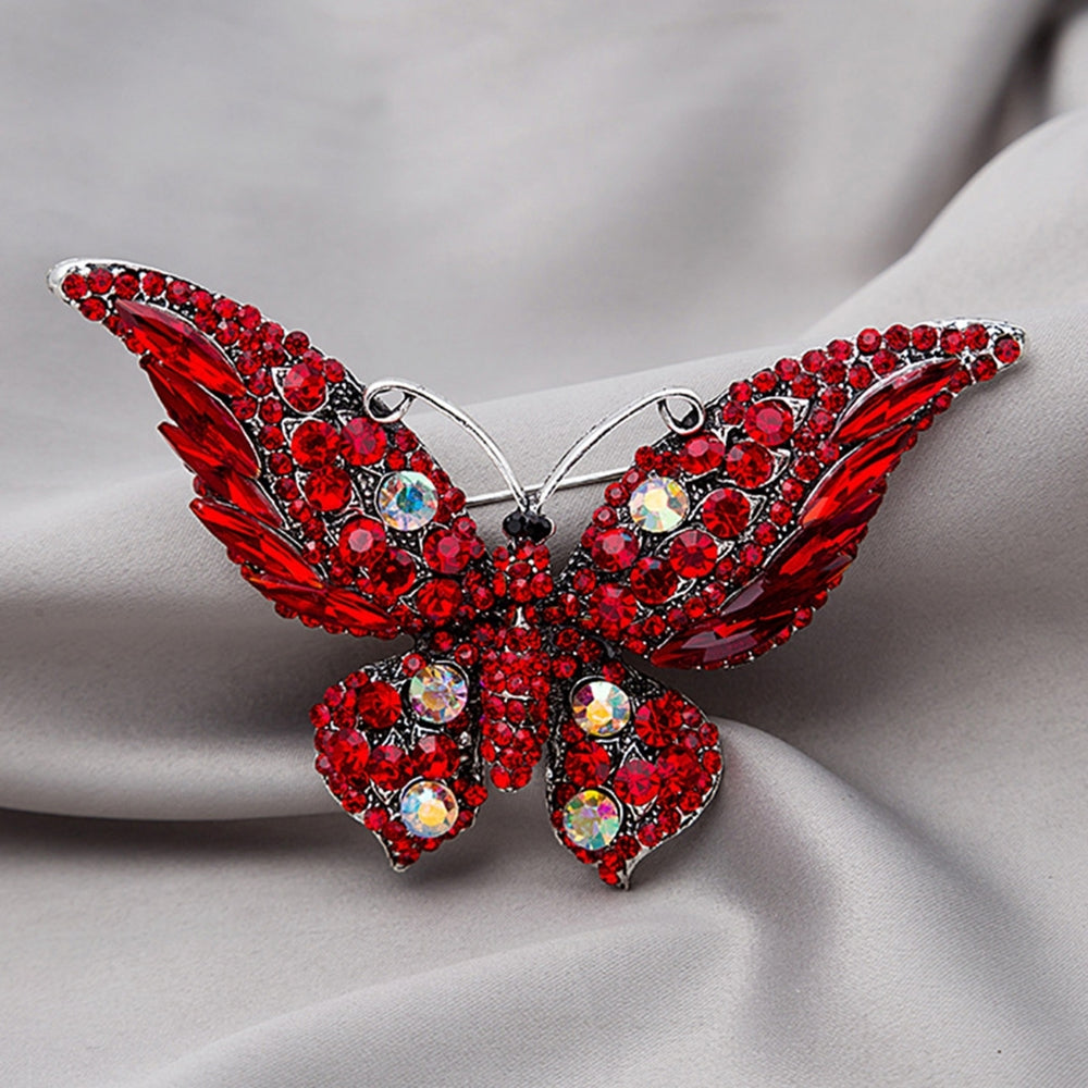 Butterflies Shape Vivid Lapel Pin Alloy Rhinestone Shiny Badge Brooch Pin Scarf Clip Image 2