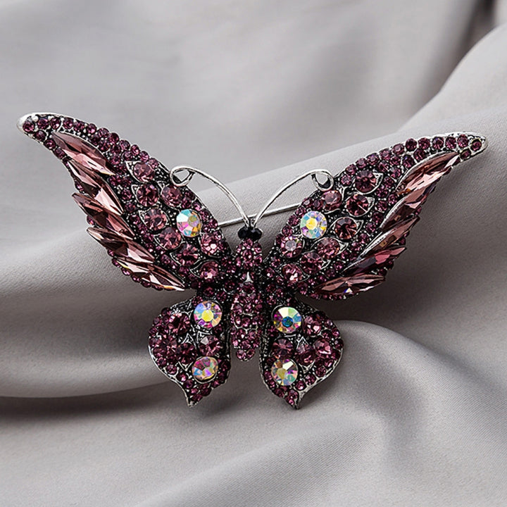 Butterflies Shape Vivid Lapel Pin Alloy Rhinestone Shiny Badge Brooch Pin Scarf Clip Image 3