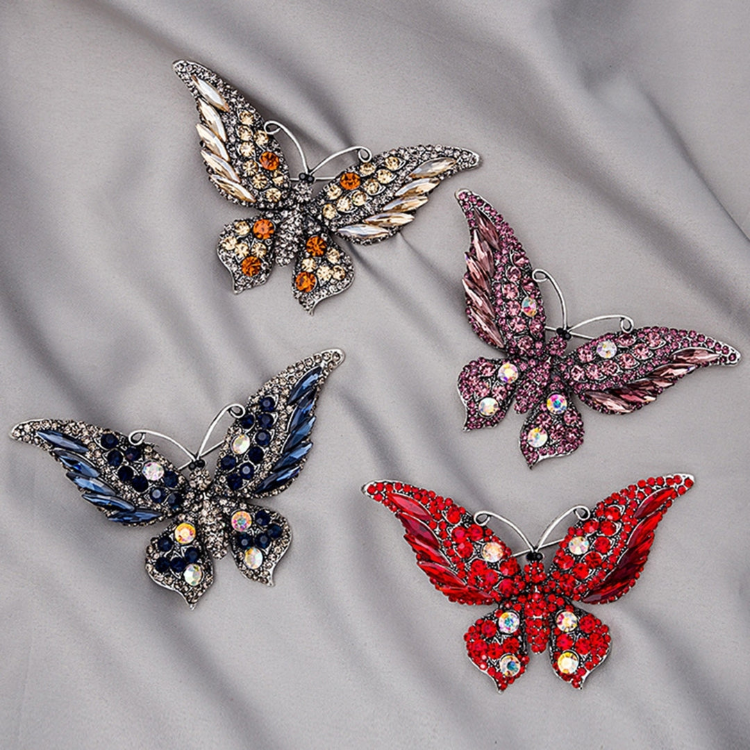 Butterflies Shape Vivid Lapel Pin Alloy Rhinestone Shiny Badge Brooch Pin Scarf Clip Image 4