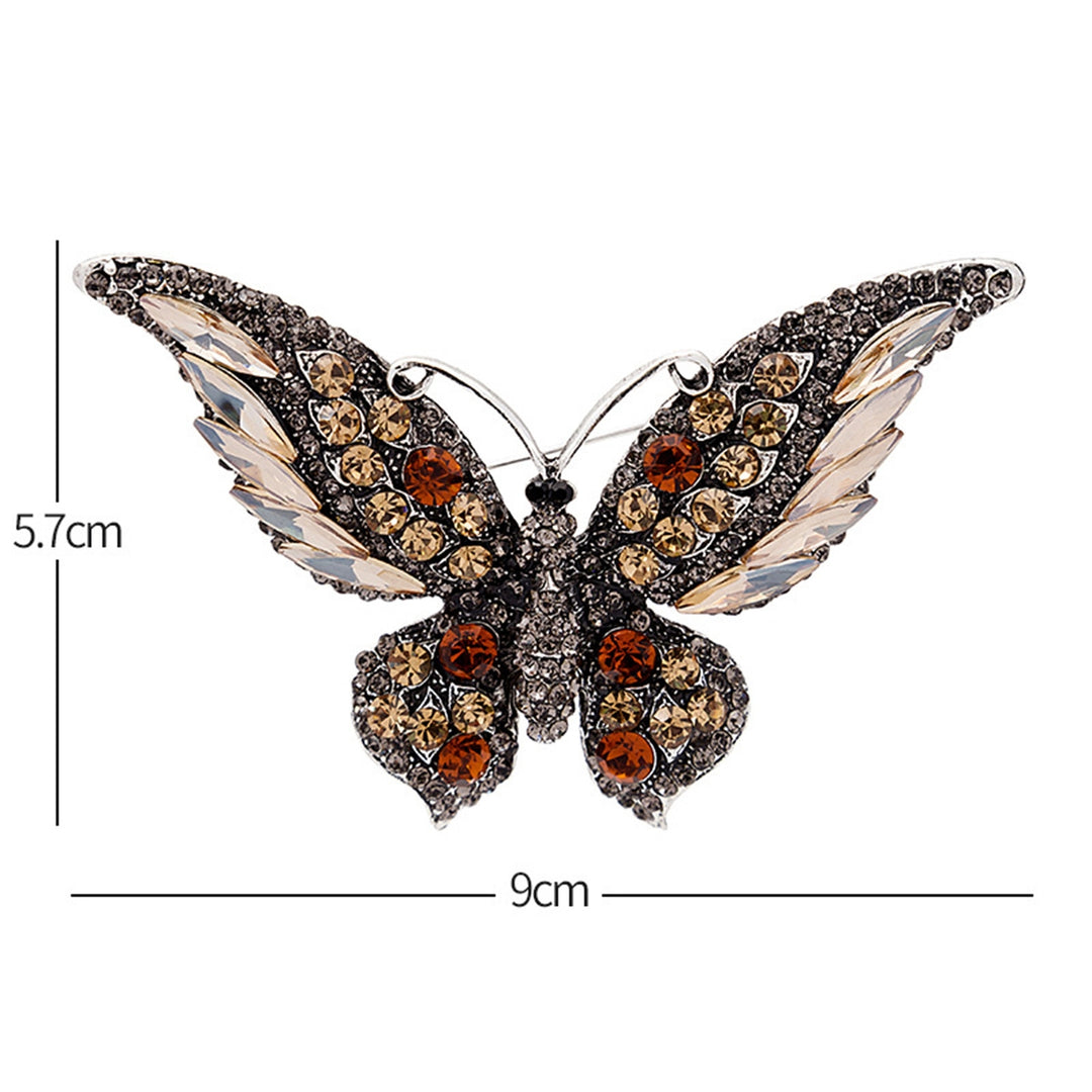 Butterflies Shape Vivid Lapel Pin Alloy Rhinestone Shiny Badge Brooch Pin Scarf Clip Image 4