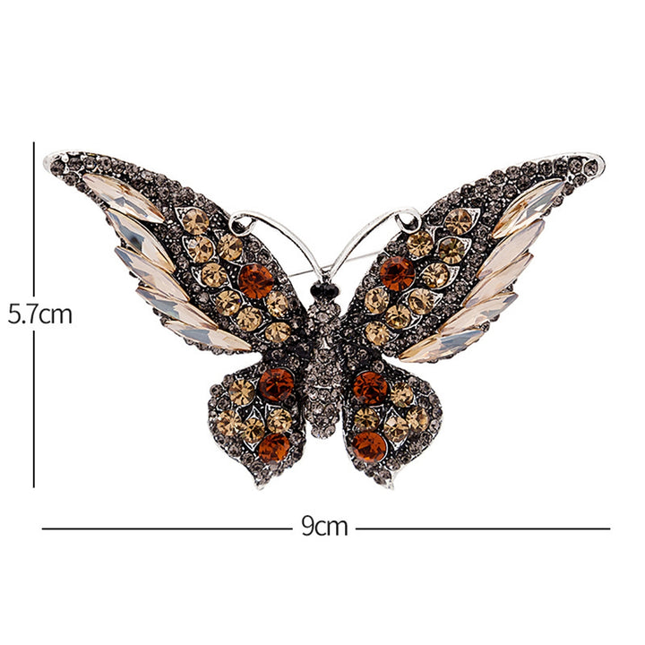 Butterflies Shape Vivid Lapel Pin Alloy Rhinestone Shiny Badge Brooch Pin Scarf Clip Image 4