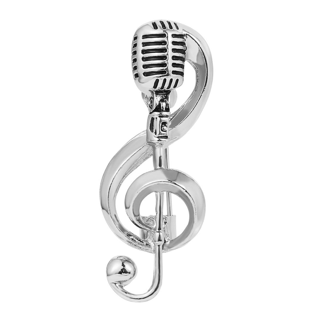 Microphone Brooch Solid Exquisite Alloy Golden Silver Color Music Note Brooches for Party Image 2