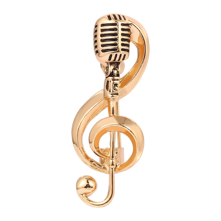 Microphone Brooch Solid Exquisite Alloy Golden Silver Color Music Note Brooches for Party Image 3