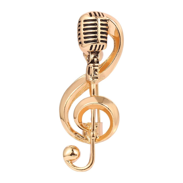 Microphone Brooch Solid Exquisite Alloy Golden Silver Color Music Note Brooches for Party Image 1