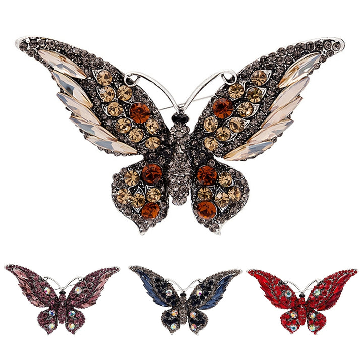 Butterflies Shape Vivid Lapel Pin Alloy Rhinestone Shiny Badge Brooch Pin Scarf Clip Image 8