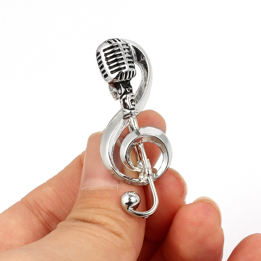 Microphone Brooch Solid Exquisite Alloy Golden Silver Color Music Note Brooches for Party Image 6