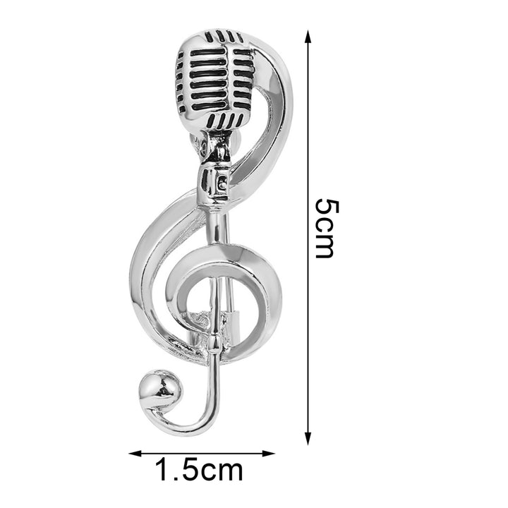 Microphone Brooch Solid Exquisite Alloy Golden Silver Color Music Note Brooches for Party Image 7