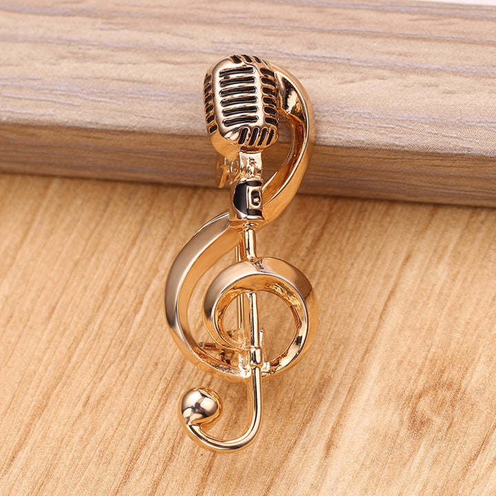 Microphone Brooch Solid Exquisite Alloy Golden Silver Color Music Note Brooches for Party Image 9