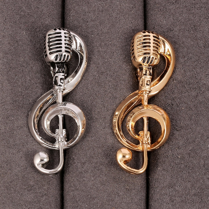 Microphone Brooch Solid Exquisite Alloy Golden Silver Color Music Note Brooches for Party Image 10