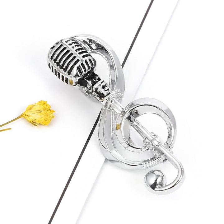 Microphone Brooch Solid Exquisite Alloy Golden Silver Color Music Note Brooches for Party Image 11