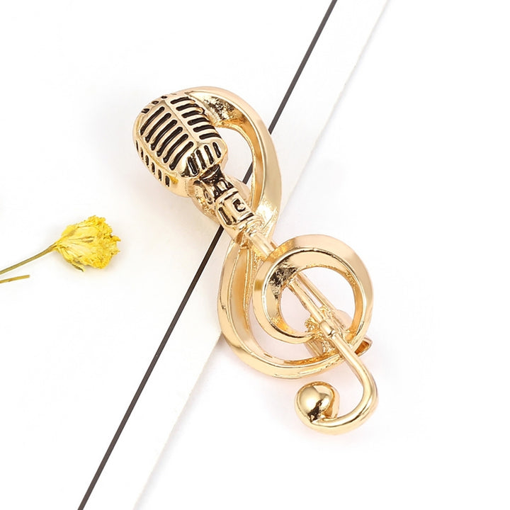 Microphone Brooch Solid Exquisite Alloy Golden Silver Color Music Note Brooches for Party Image 12