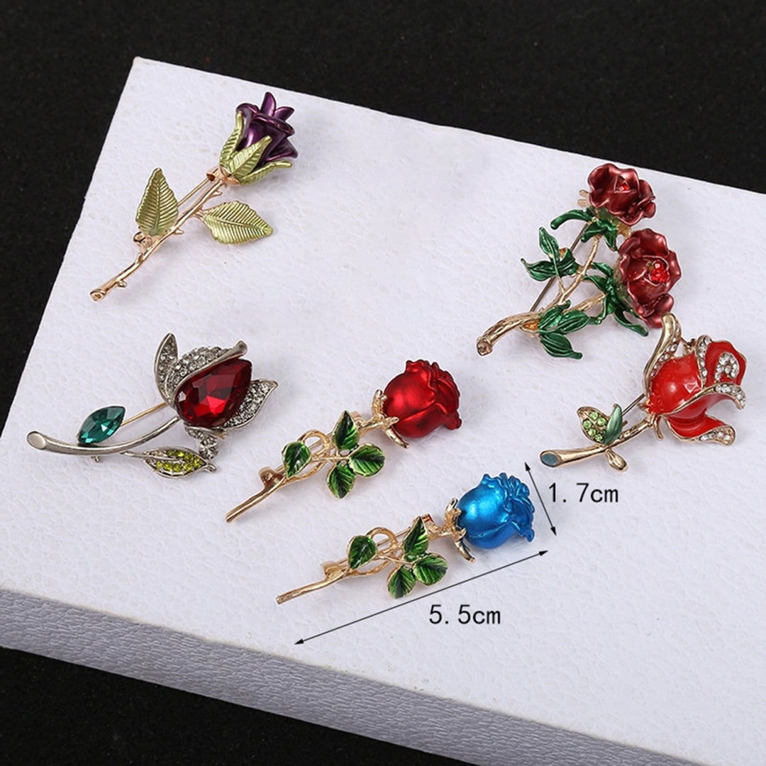 Anti-deform Brooch Easy Match Alloy Rose Flower Shape Clothing Brooch fro Women Image 11