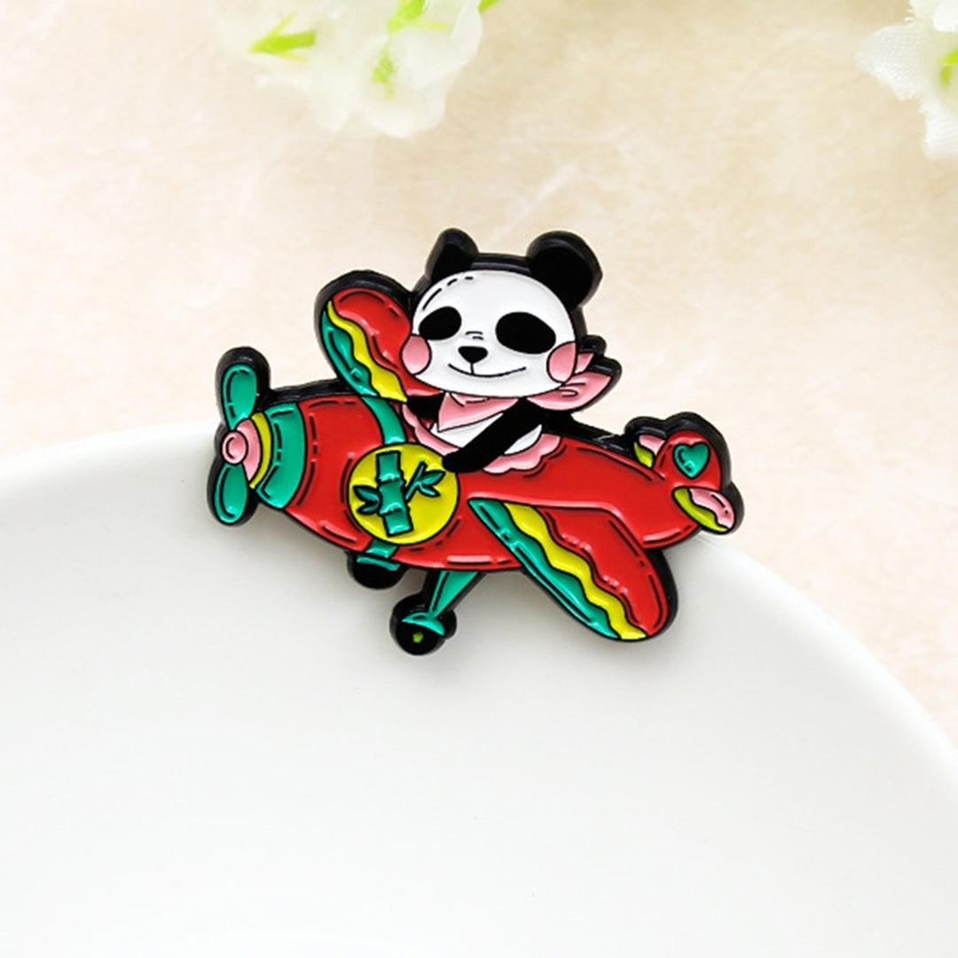 Airplane Panda Pattern Lapel Pin Mini Alloy Red Plane Bamboo Collar Brooch Backpack Accessories Image 4