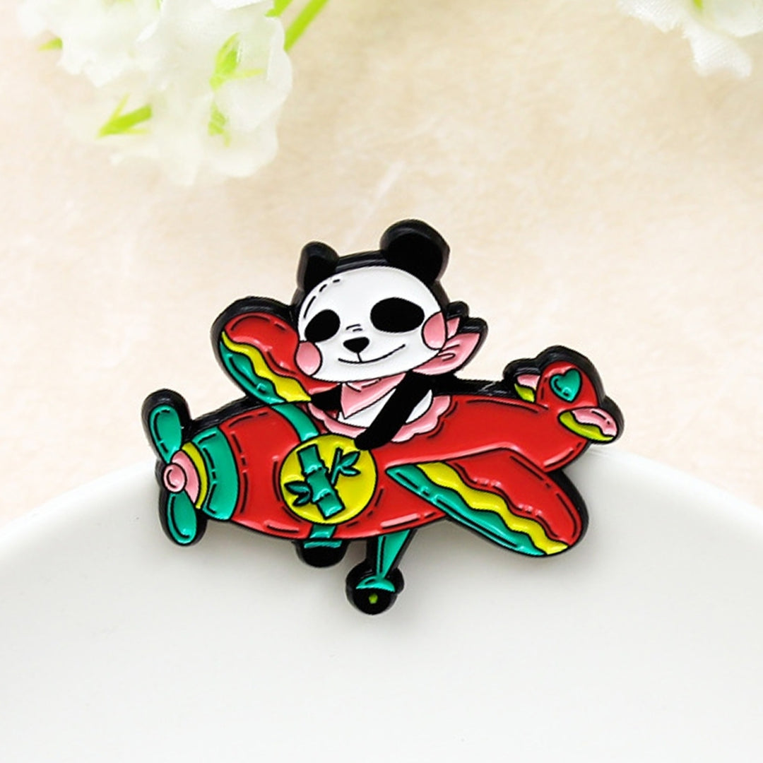 Airplane Panda Pattern Lapel Pin Mini Alloy Red Plane Bamboo Collar Brooch Backpack Accessories Image 7