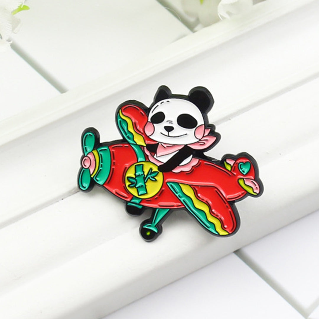Airplane Panda Pattern Lapel Pin Mini Alloy Red Plane Bamboo Collar Brooch Backpack Accessories Image 10