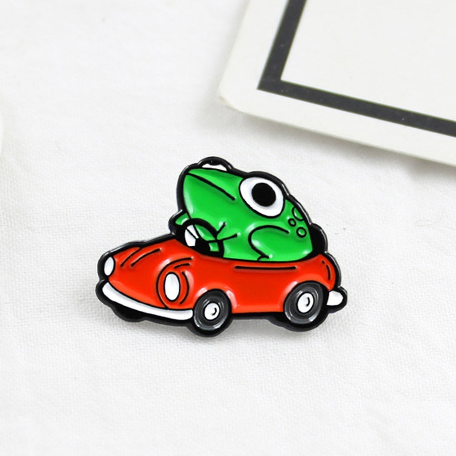 Brooch Frog Car Driving Cartoon Naughty Children Brooch for Clothes Image 1