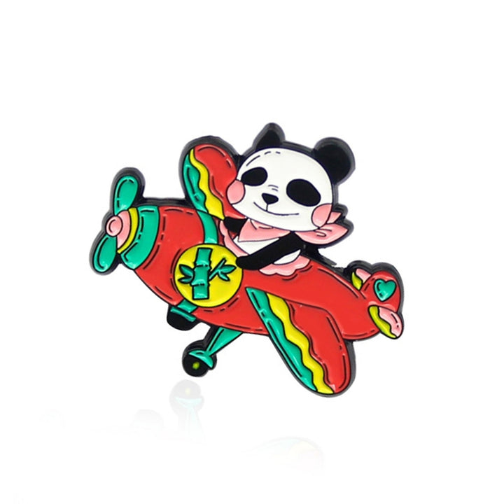 Airplane Panda Pattern Lapel Pin Mini Alloy Red Plane Bamboo Collar Brooch Backpack Accessories Image 12