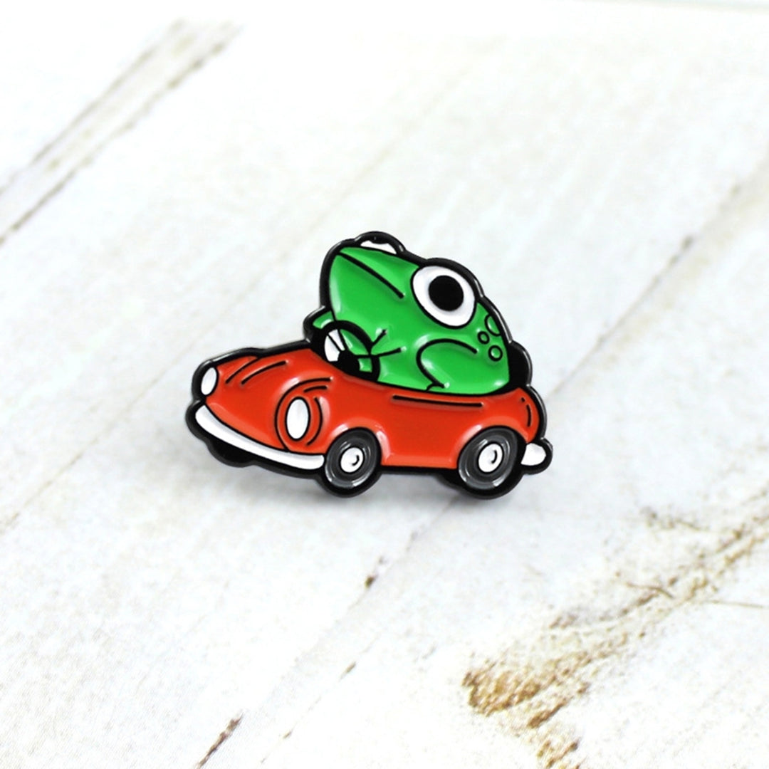 Brooch Frog Car Driving Cartoon Naughty Children Brooch for Clothes Image 2