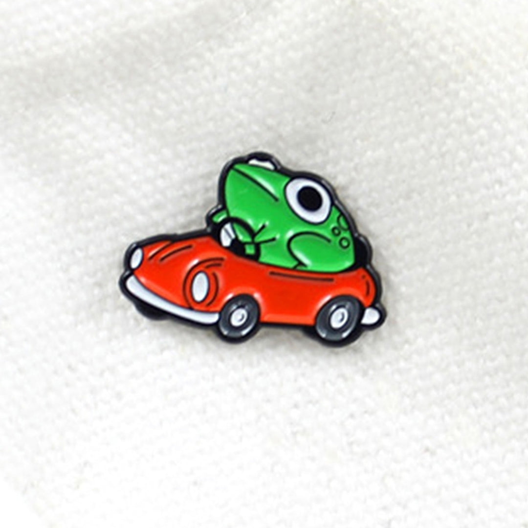 Brooch Frog Car Driving Cartoon Naughty Children Brooch for Clothes Image 3