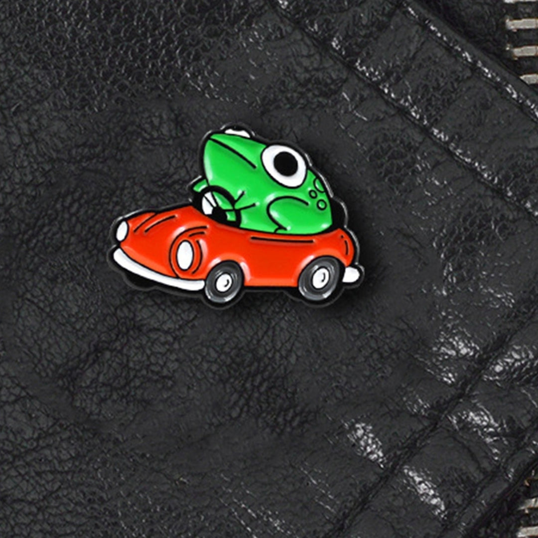 Brooch Frog Car Driving Cartoon Naughty Children Brooch for Clothes Image 4
