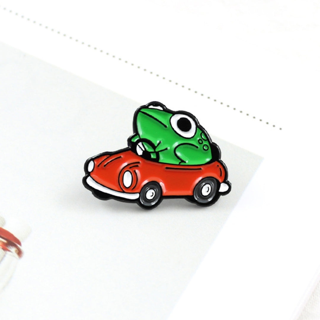 Brooch Frog Car Driving Cartoon Naughty Children Brooch for Clothes Image 7