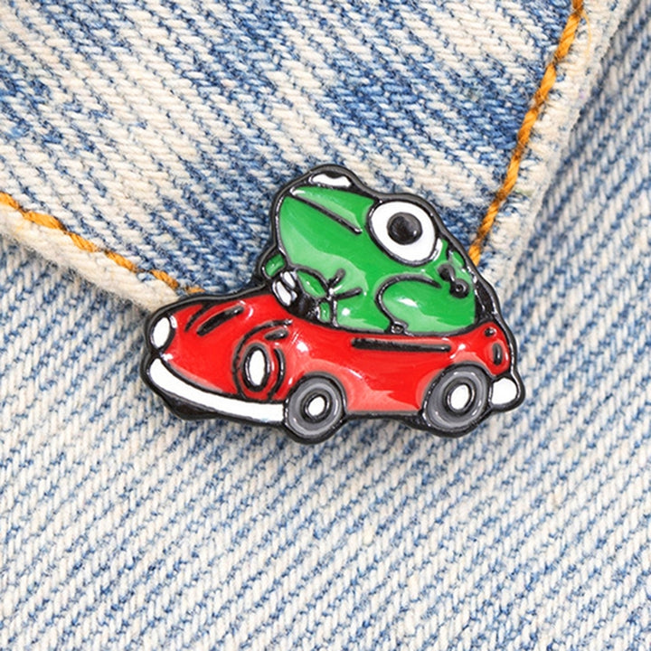 Brooch Frog Car Driving Cartoon Naughty Children Brooch for Clothes Image 8