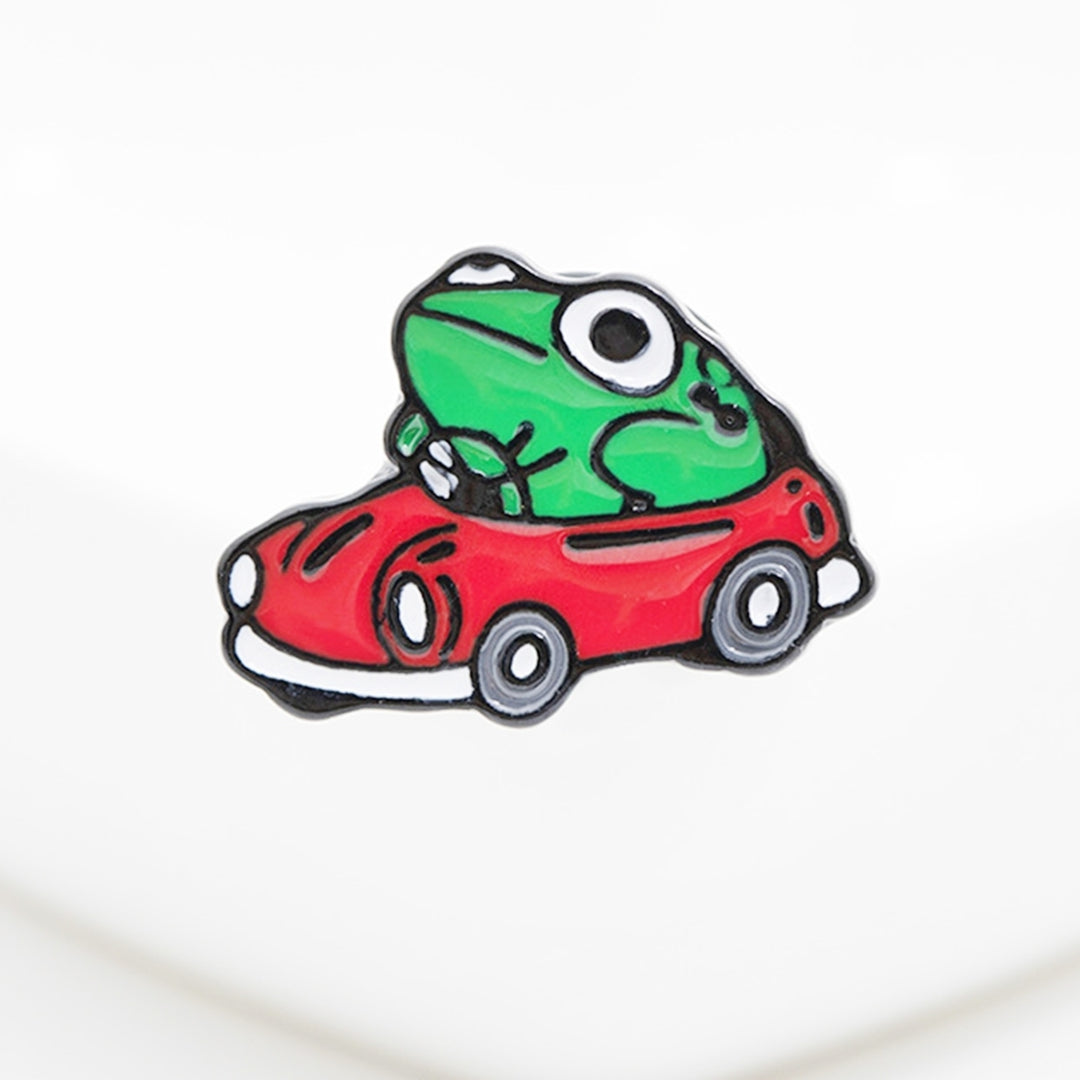 Brooch Frog Car Driving Cartoon Naughty Children Brooch for Clothes Image 9