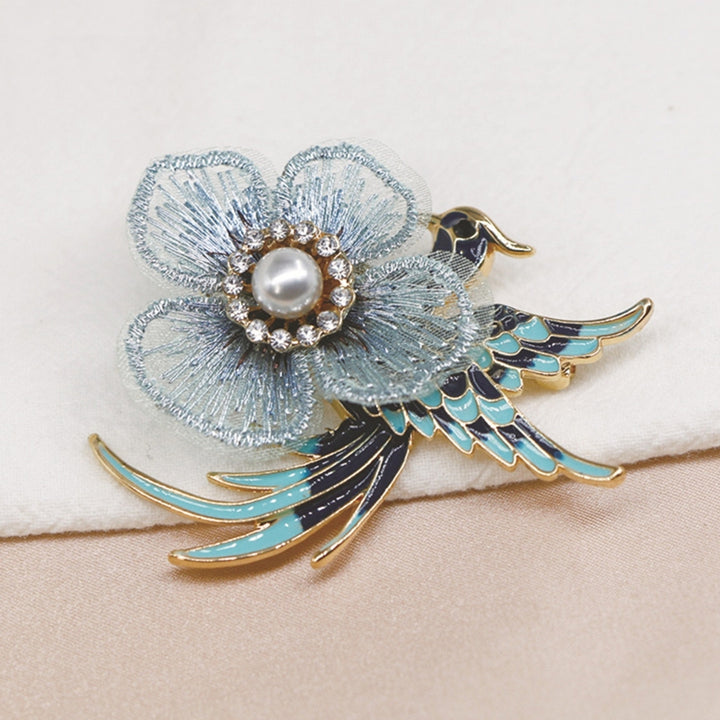 Embroidery Flower Lapel Pin Enamel Bird Alloy Faux Pearl Rhinestone Brooch Pin Costume Accessories Image 4