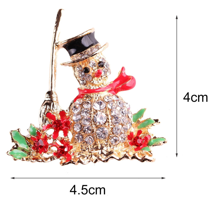 Brooch Pin Snowman Shape Decoration Jewelry Shiny Rhinestone Exquisite Brooch Christmas Gift Image 4