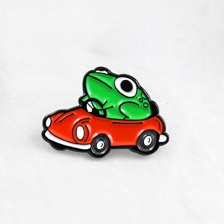 Brooch Frog Car Driving Cartoon Naughty Children Brooch for Clothes Image 11