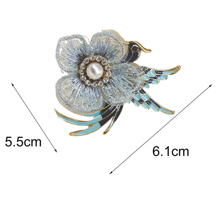 Embroidery Flower Lapel Pin Enamel Bird Alloy Faux Pearl Rhinestone Brooch Pin Costume Accessories Image 6