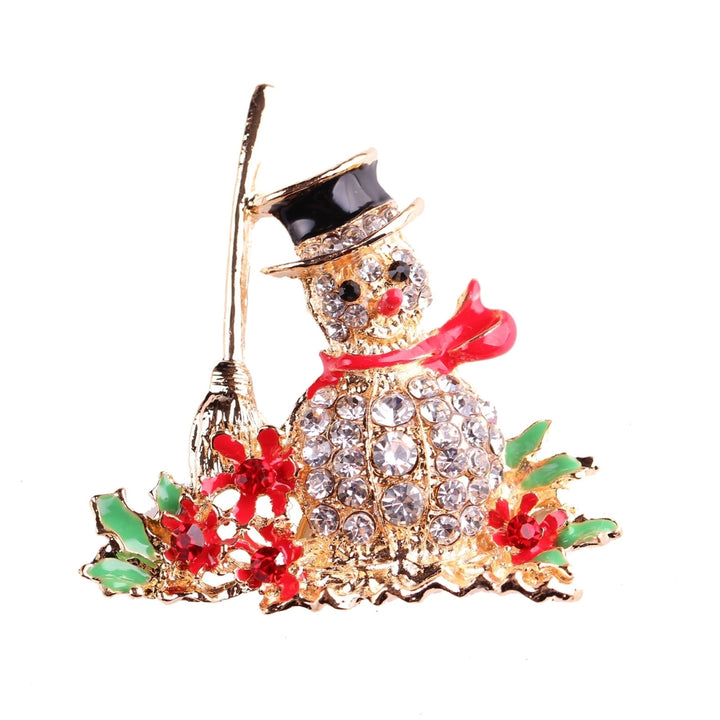 Brooch Pin Snowman Shape Decoration Jewelry Shiny Rhinestone Exquisite Brooch Christmas Gift Image 7