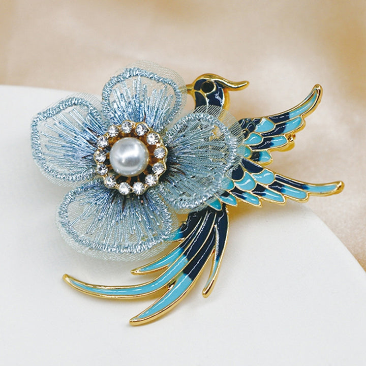 Embroidery Flower Lapel Pin Enamel Bird Alloy Faux Pearl Rhinestone Brooch Pin Costume Accessories Image 9