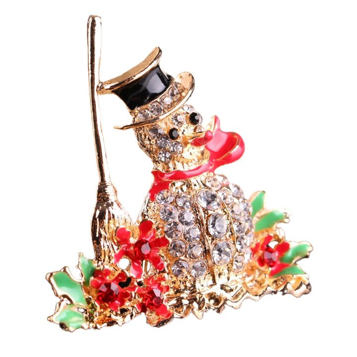 Brooch Pin Snowman Shape Decoration Jewelry Shiny Rhinestone Exquisite Brooch Christmas Gift Image 8