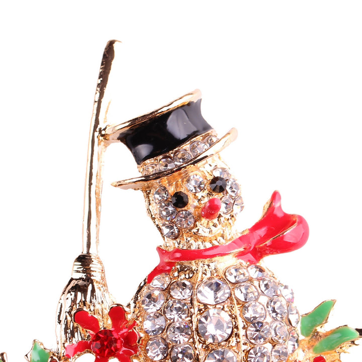 Brooch Pin Snowman Shape Decoration Jewelry Shiny Rhinestone Exquisite Brooch Christmas Gift Image 9