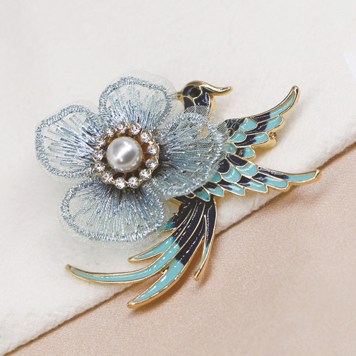 Embroidery Flower Lapel Pin Enamel Bird Alloy Faux Pearl Rhinestone Brooch Pin Costume Accessories Image 10