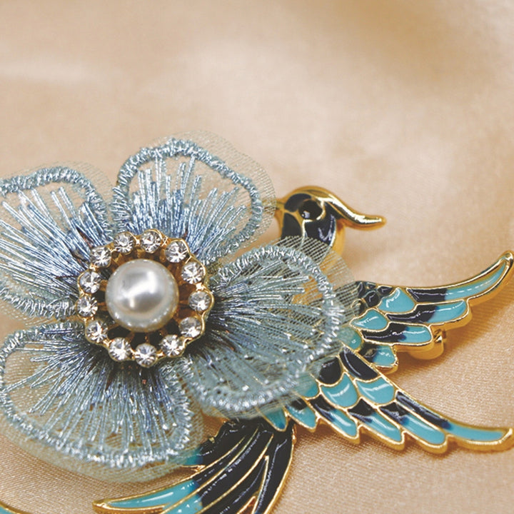 Embroidery Flower Lapel Pin Enamel Bird Alloy Faux Pearl Rhinestone Brooch Pin Costume Accessories Image 11