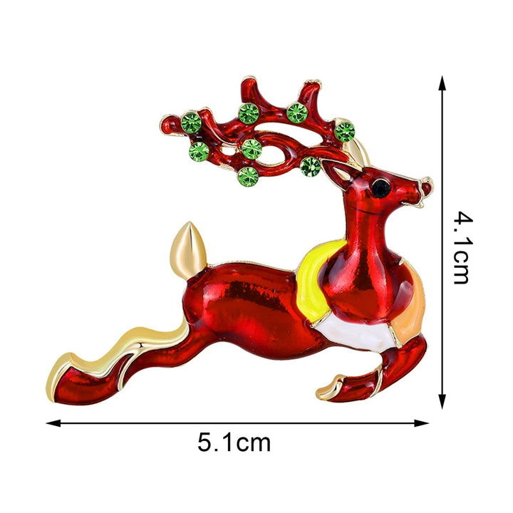 Christmas Deer Shape Brooch Pin Rhinestone Alloy Cute Animal Elk Red Enamel Pin Friends Gift Image 4