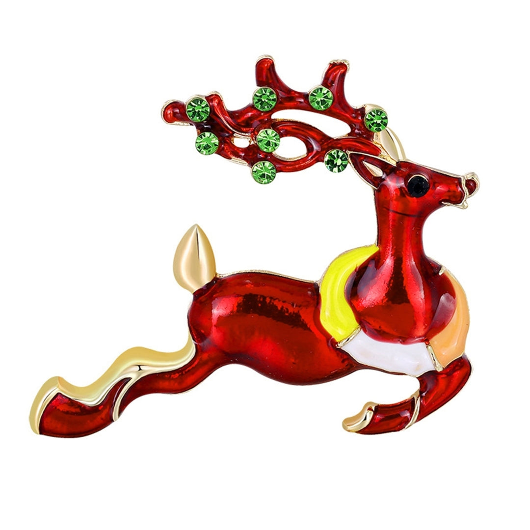 Christmas Deer Shape Brooch Pin Rhinestone Alloy Cute Animal Elk Red Enamel Pin Friends Gift Image 11