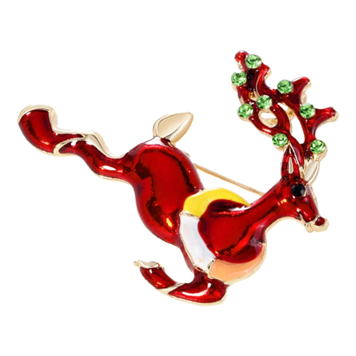 Christmas Deer Shape Brooch Pin Rhinestone Alloy Cute Animal Elk Red Enamel Pin Friends Gift Image 12