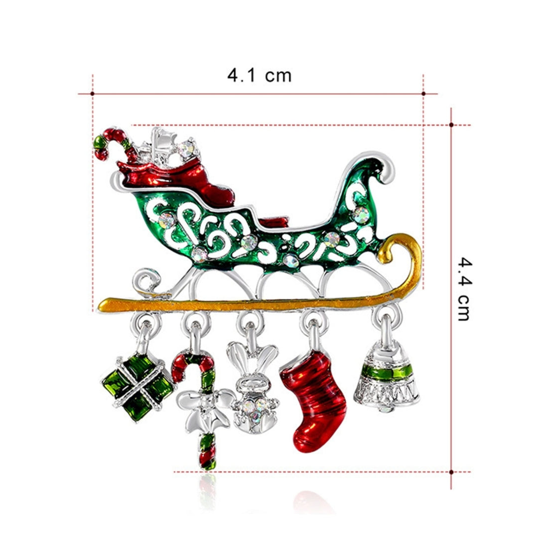 Christmas Gift Car Shape Brooch Pin Rhinestone Alloy Crutch Socks Bell Pendant Enamel Pin Friends Gift Image 4