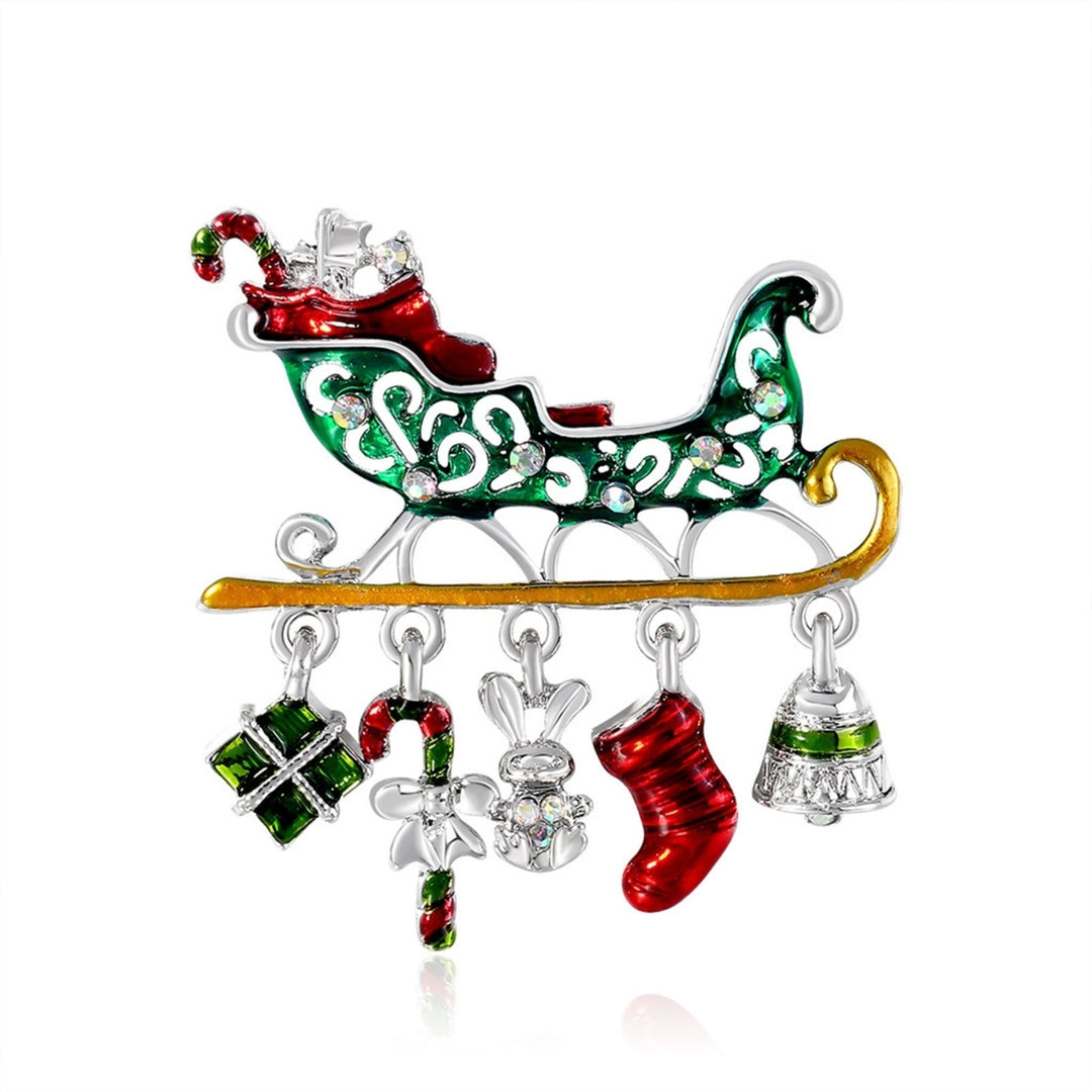 Christmas Gift Car Shape Brooch Pin Rhinestone Alloy Crutch Socks Bell Pendant Enamel Pin Friends Gift Image 9