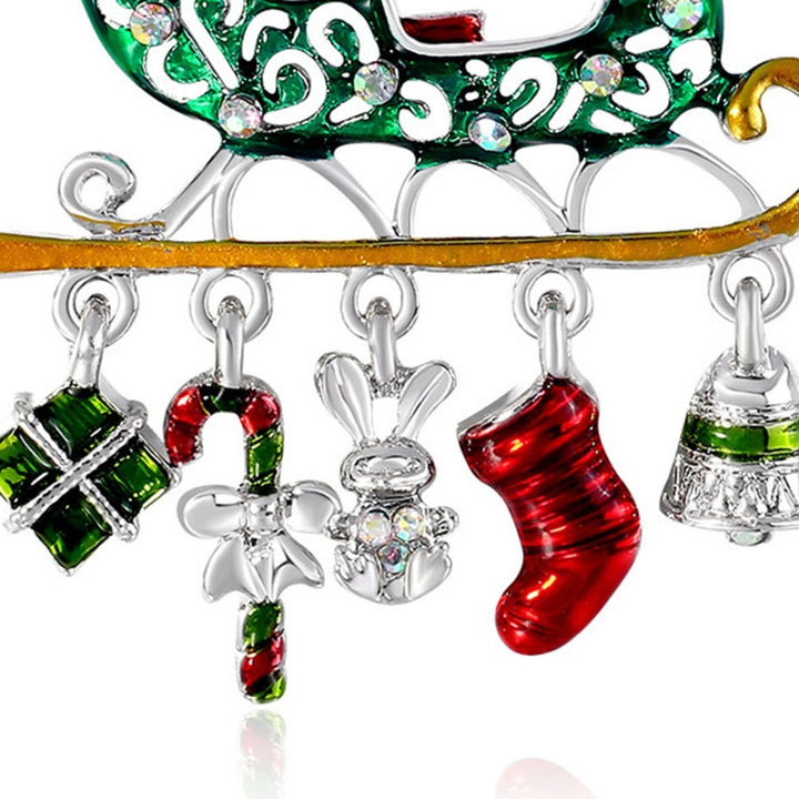 Christmas Gift Car Shape Brooch Pin Rhinestone Alloy Crutch Socks Bell Pendant Enamel Pin Friends Gift Image 11