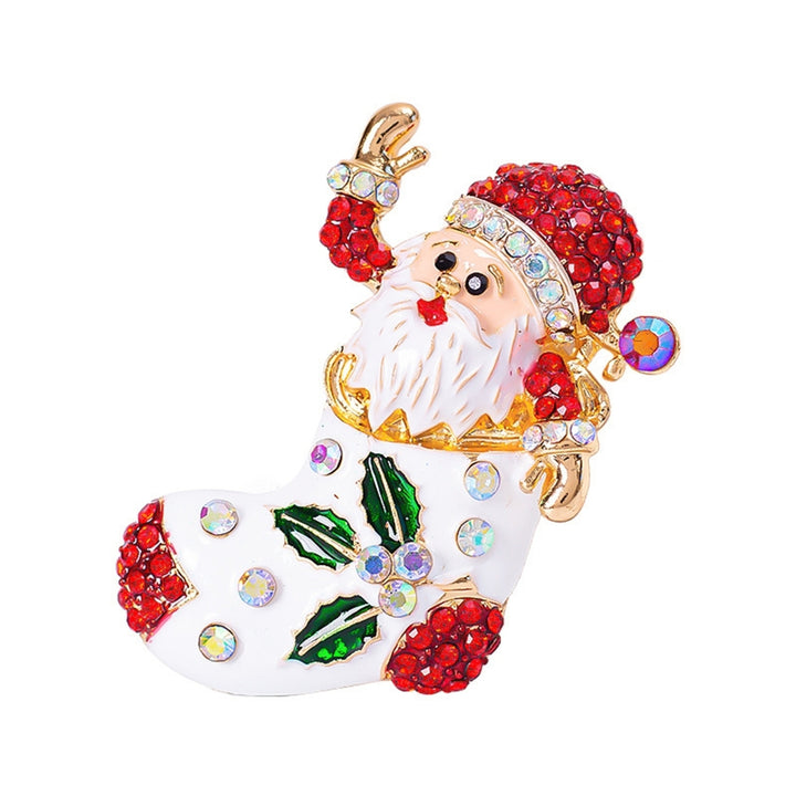 Christmsa Style Handmade Brooch Alloy Adorable Santa Claus Shape Brooch Decor for Souvenir Image 2