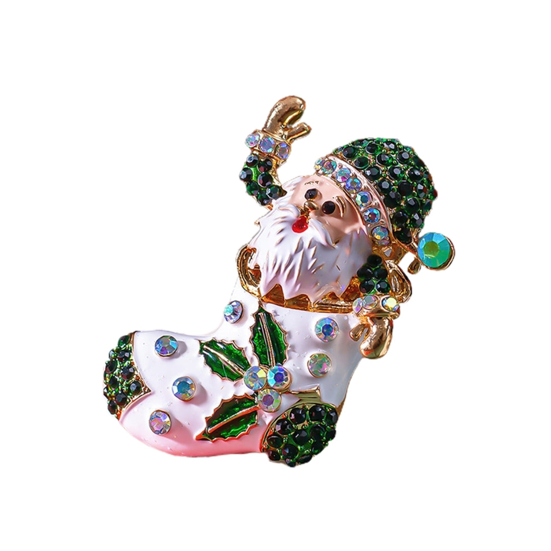 Christmsa Style Handmade Brooch Alloy Adorable Santa Claus Shape Brooch Decor for Souvenir Image 3