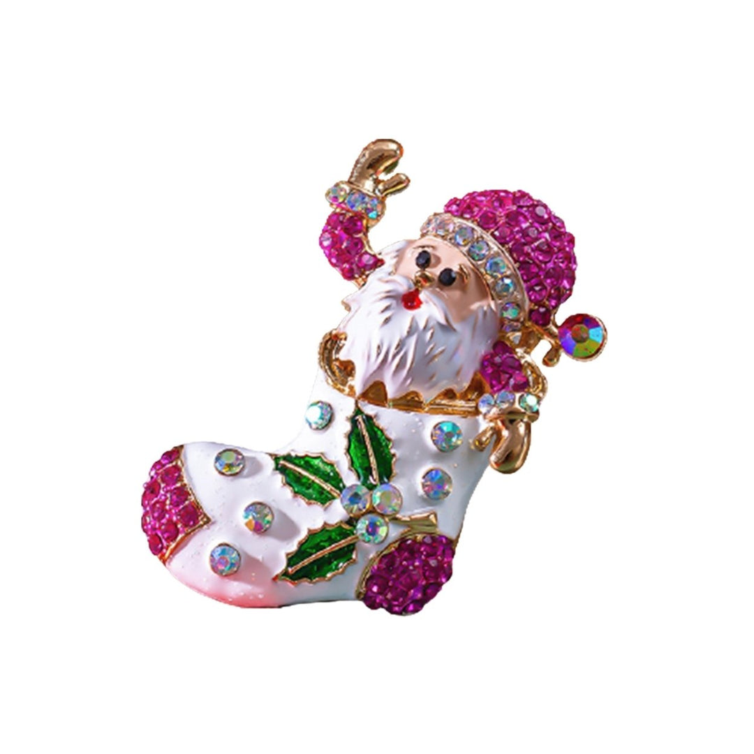 Christmsa Style Handmade Brooch Alloy Adorable Santa Claus Shape Brooch Decor for Souvenir Image 4