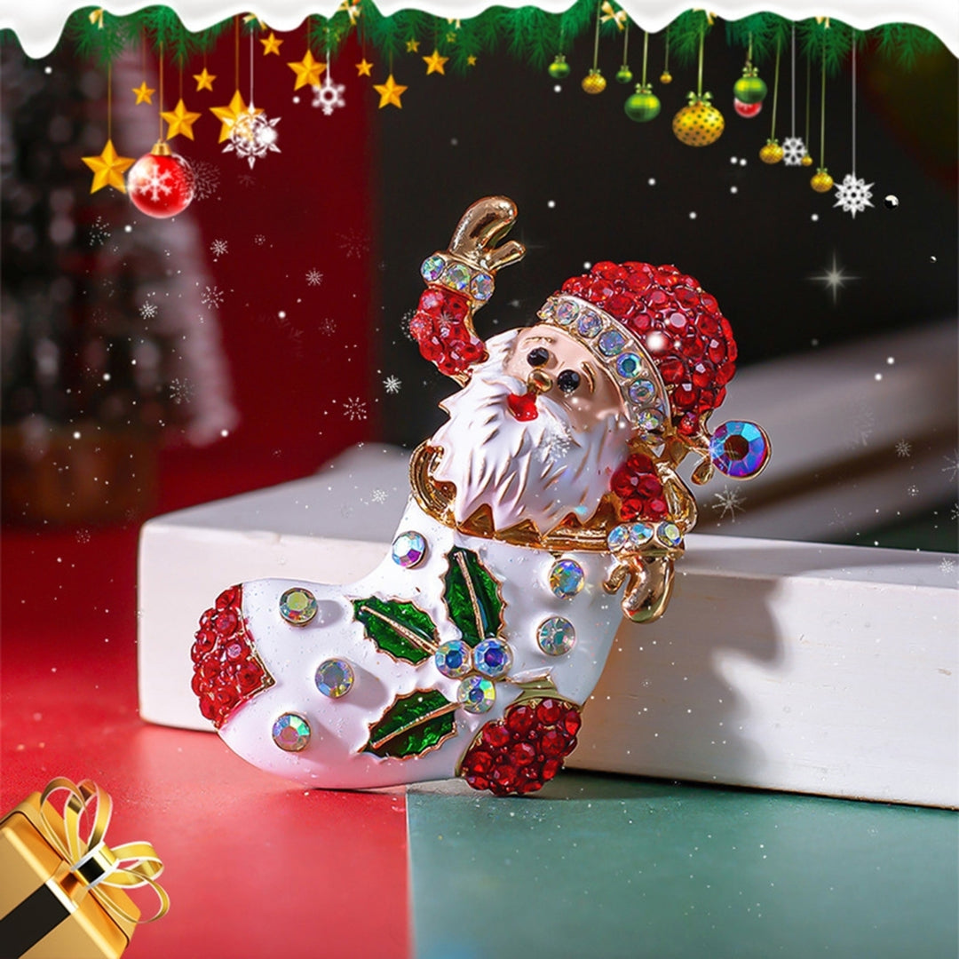 Christmsa Style Handmade Brooch Alloy Adorable Santa Claus Shape Brooch Decor for Souvenir Image 4